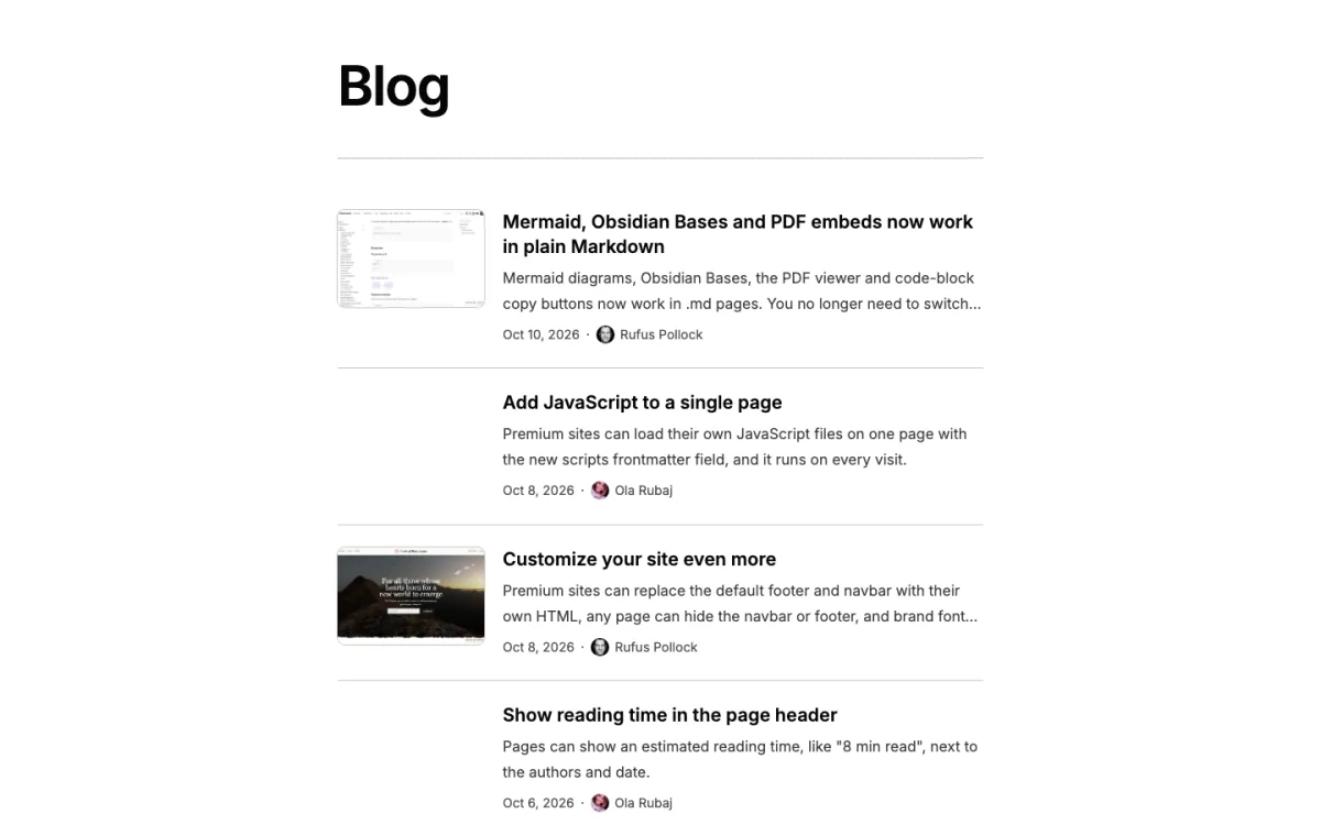 A blog/ folder with no README: a generated, paginated blog index